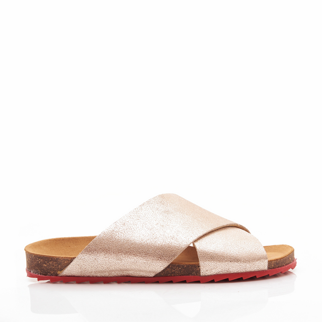 Sandalia  Dorada con Base Roja