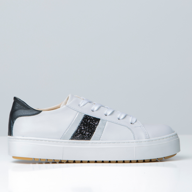Zapatilla Blanco con Glitter Negro