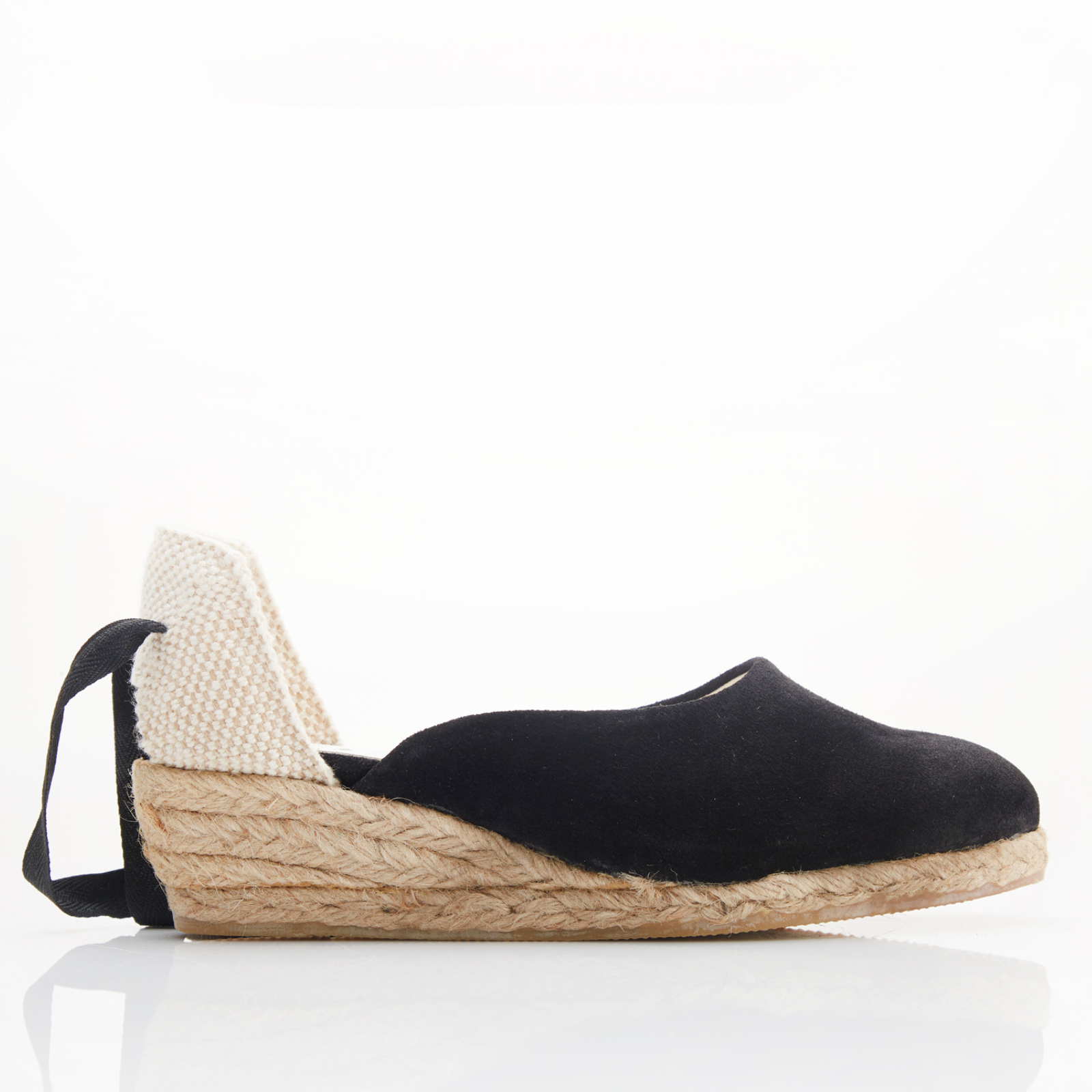 Sandalia Rafia Negro con Taco