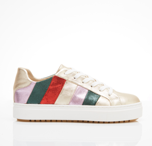 Zapatilla Dorada con Cortes de Colores